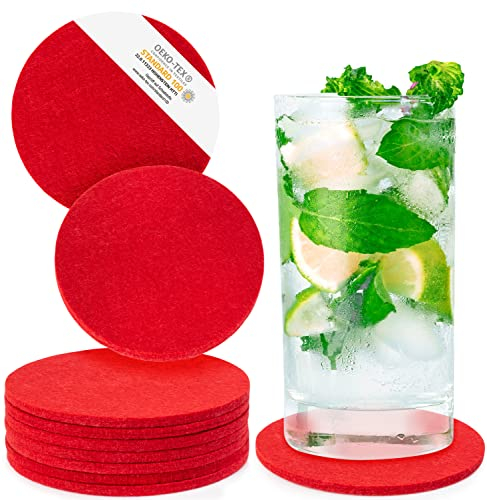 Miqio® Design Filzuntersetzer rund oder eckig für Gläser | Nachhaltige Oekotex Glasuntersetzer aus Filz | 10 Untersetzer für Getränke, Kerzen, Tassen, Bar, Glas | Tisch Deko