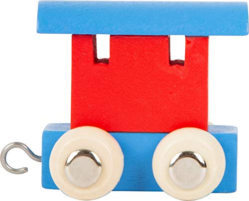 ebyreo Buchstabenzug bunt | Bunte Lok - farbige Waggons | Wunschname zusammenstellen | Holzeisenbahn Namenszug aus Holz | personalisierbar | auch als Set (Endwaggon blau/rot)