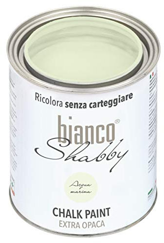 bianco Shabby® Acqua Marina (Aquamarin) - (1 Liter) Chalk Paint Kreidefarbe auf Wasserbasis für alle Oberflächen – geruchsneutral, einfach zu verarbeiten, extra matt