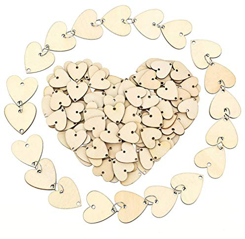 Amosfun Hochwertige HerzföRmige Holzscheiben 100 StüCk - Perfekt FüR Diy Bastelprojekte HochzeitsgeschenkanhäNger Und Festliche Deko Mit Individuellen Namensschildern