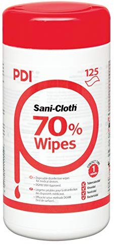 PDI Sani-Cloth 70 Alcohol Wipes - 6 Packs (125 Wipes/Pack)
