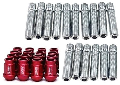 Saxo Kit de conversion 106 écrous rouges et boulons de roue à goujon M12 x 1,25 60 mm