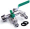 WATERGO Premium Double robinet de sortie 1 pouce noir Robinet double en laiton avec 2x 1 pouce de sortie + e-Book/Robinet d'eau extérieur résistant rouille et au gel le jardin, la maison
