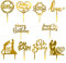 10 Stück Kuchen Topper, Alles Gute zum Geburtstag Kuchen Dekorationen Cupcake Toppers Gold für Geburtstag Hochzeitstag Baby Shower Theme Cake