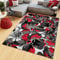 TAPISO Maya Teppich Wohnzimmer Kurzflor Modern Floral Blumen Design Schwarz Grau Rot Weiß Schlafzimmer Kinderzimmer ÖKOTEX 458947 250 x 350 cm