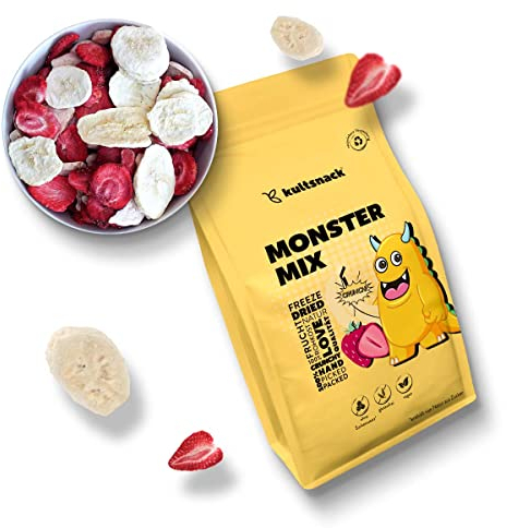 Kultsnack Monster Mix 150g – Für Kinder – Gefriergetrocknete Erdbeeren und Bananen – Frucht Chips – Snack für Unterwegs – Ohne Zusätze – Ohne Zucker – Ungeschwefelt (Glutenfrei)