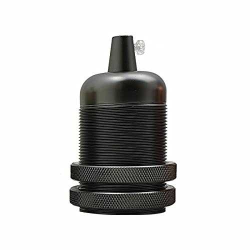 LEDSone Vintage Retro Glühbirnenfassung Lampenfassung Industrielle Edison E27 Glühbirnenfassung für DIY Pendelleuchte Wandleuchte - Passend für Lampenschirme (Gelbes Messing) (Schwarz 1pk)