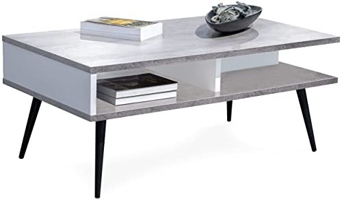 MeblePitus.pl Couchtisch - Couchtisch aus Holz - doppeltes Bücherregal - dekorativ, Designer, modernistischer Look, minimalistischer Stil - komplett aus Holz