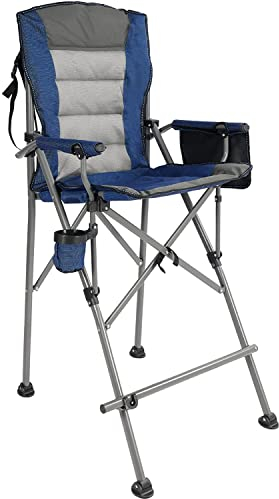 REDCAMP Chaise pliante extra haute de 78,7 cm avec repose-pieds, chaise de maquillage portable, chaise de directeur de hauteur de bar pour camping, maison, terrasse, outoodr, supporte 136,1 kg (bleu)