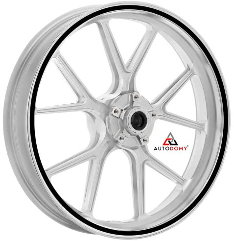 Autodomy Confezione Adesivi Set Completo di Cerchi Cerchioni Strisce per Moto per 2 Ruote da 15 a 19 Pollici Design Circolare Sportivo (Nero, Larghezza 10 mm)