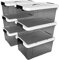 Cetomo 35L*6 Storage Boxes, Carry Plastic Storage Box with Lids, Organizing Container with Handle and Secure Latching Buckles, Stackable, Nestable, Tote Bin for Home Clothes, 35L-6Pack, Clear Black