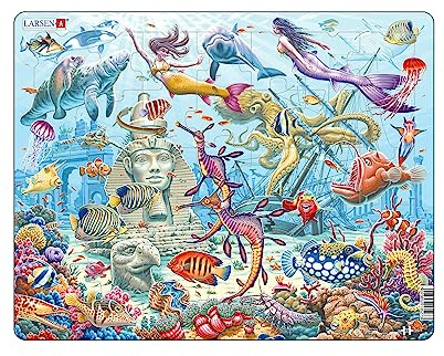 Larsen PG6 Rahmenpuzzle für Kinder I Meerjungfrauen in Einer versunkenen Stadt I Puzzle ab 3 Jahre I Tolles Kinderpuzzle mit 35 Teilen I Spaß & Lernen
