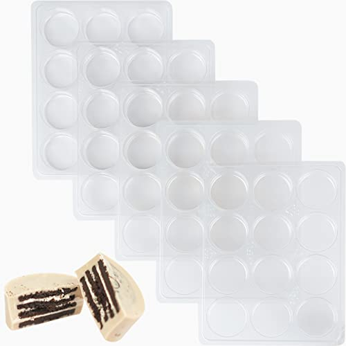 Round Cookie Chocolate Mold, Covered Cookie Mold 5 Pack, 12 Cylinders Each, Chocolate Covered Round Cookies,Candy and Chocolate, and Even Soap Molds