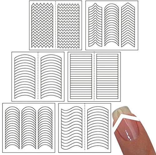 GOOMICK 2260 Nagelaufkleber, Nagel Dekoration, Nagel Schablone, Nail Art Dekoration Diy Tools für Nail Art Experten, Anfänger (6 Muster)