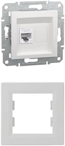 Bundle aus Schneider Electric Asfora EPH4770121D RJ45 Kat.6e Unterputz 1-Fach, Netzwerkdose, Datensteckdose, IDC,weiß + Schneider Electric Asfora EPH5800121D Rahmen für Steckdosen und Schalter, weiß