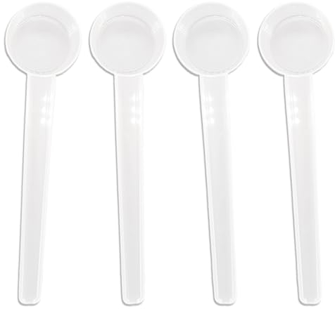 WKRTDY 5g Juego de 4 Cucharas Medidoras de Plástico con Medición en Gramos, Dosificadores para Cocina y Café, Aceite y Proteína Leche maternizadaTransparentes Cuchara de para Condimentos