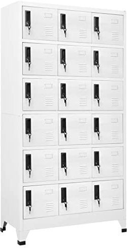 Willood Schließfachschrank Weiß 90x40x180 cm Stahl Mit 18 Schließfächern