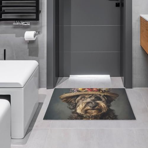 Door Mat Outdoor Indoor Welcome Mats Non Slip Floor Mat Wearing A Straw Hat Front Doormat for Entryway Rug Front Porch Laundry Bathroom Bedroom Rug 23.6 X 15.7 Inches Carpet