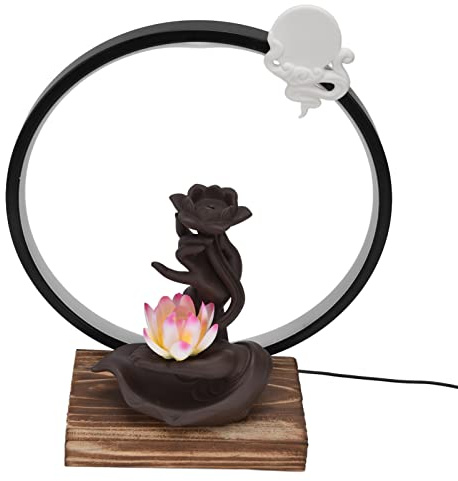 Brûleur d'encens USB en forme de main de Bouddha à refoulement LED pour décoration de la maison (lampe ronde en forme de cœur de lotus avec broche)