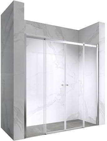 Moments of Glass Schiebetür Duschabtrennung Kaylee 190x195 cm, Nischentür aus 6mm durchsichtigem ESG-Sicherheitsglas, Duschabtrennung für Duschnische