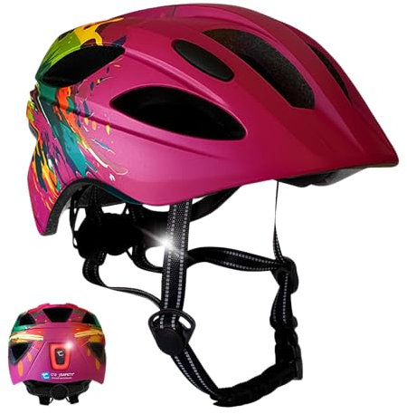 Kinderfahrradhelm Splash pink | Fahrradhelm für Kinder von 6-12 Jahren für Fahrräder, Skateboards, Mountainbikes, Skates, mit abnehmbaren Polstern und Einstellbarer Größe |