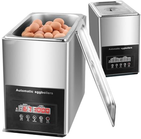 forplubossmmp Electric Egg Cooker & Egg Boiler Steamer 800W with Water Drain Outlet | Stainless Steel Automatic Egg Poacher Machine | Professional Hot Spring Egg Machine for Restaurants, 30~90°C
