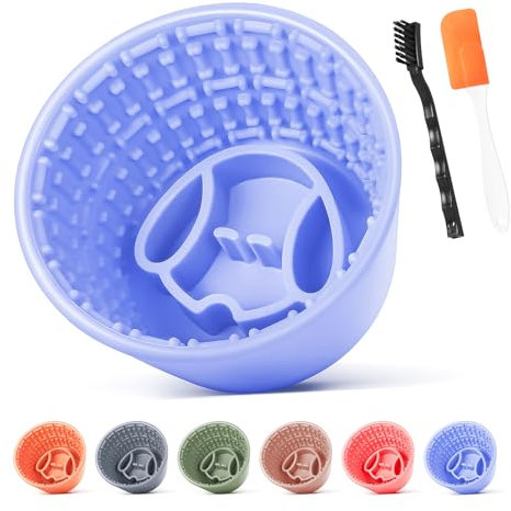 Focxoio Slow Feeder Dog Bowl, Silicone Non-Slip Lick Freeze Bowl for Dogs, Anti-Chocking and Anxiety Relief Puppy Licking Mat Treat Dispenser for All Dog Sizes, Blue