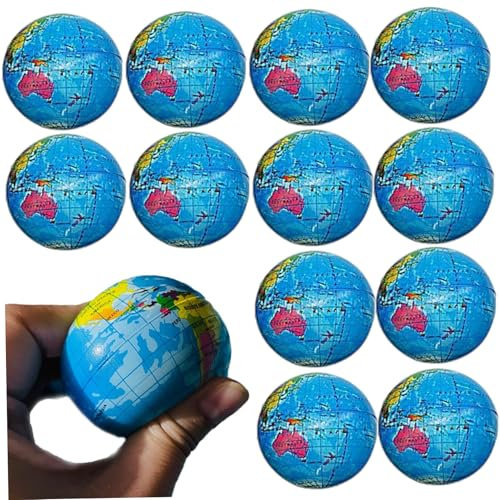 Comebachome 12pcs Mini Globe Relief Stress Bälle 2,5 -Zoll -Globus Ball Lernen Bildung Earth Ball Weiche und komfortable Globus Stressbälle für Schulkinder Vorräte, Earth Ballmini Globe
