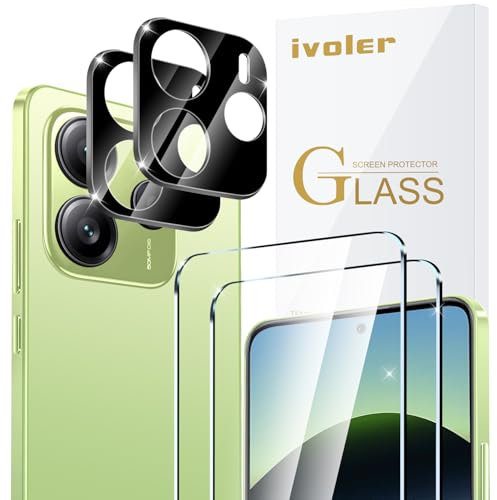 ivoler 2 Piezas Cristal Vidrio Templado Protector de Pantalla para Xiaomi Redmi Note 14 4G (No para Redmi Note 14 5G), con 2 Piezas Protector de Lente de Cámara, 9H Dureza, Antiarañazos, Sin Burbujas