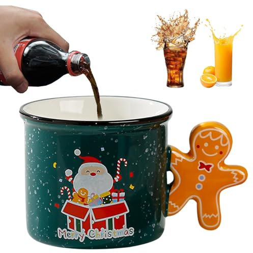 Générique Gingerbread Ceramic Mug - Tea Cup Ceramic Gingerbread Man Coffee Mugs, Novelty Couple Ceramic Mug, Water Cup with Gingerbread Handle Couple Drink Mup for Hot Chocolate & Milk