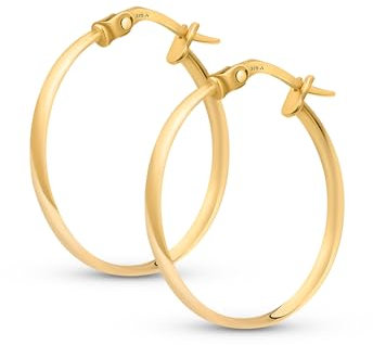 Amberta Italien 9 Karat Ohrringe Kreolen Gold für Damen | 9K Damen Ohrringe Gold 375 | Gold Creolen Damen | Creolen Echt Gold: 20 mm