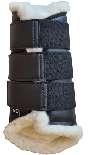 RL24 - Gamaschen Comfort – Pferdegamaschen mit weichem Teddyfutter & Klettverschlüssen – anatomisch geformt & stoßabsorbierend – Gamaschen für Pferde in schwarz – Größe S