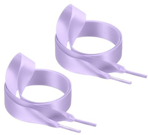 sourcing map 47 Satin Ribbon Shoelaces, 3/4 Wide Silk Flat Shoe Laces Shoestring Silky Sneakers Shoelaces for Girls Women Shoe Decoration, Light Purple