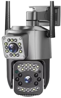 KKENZA Caméra IP Wi-FI 4K 8 MP, Double Objectif, PTZ, 4G, Carte SIM, Webcam extérieure, Alarme, Zoom x10, Surveillance de sécurité for Maison connectée(EU Plug,WiFi Camera ADD 128G)