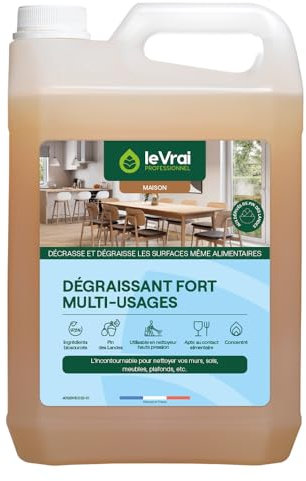 LE VRAI PROFESSIONNEL - Dégraissant fort multi-usages - Produit Menager Maison - Dégraissant - Autolaveuse/Nettoyeur Haute Pression - Parfum Pin des Landes - Fabrication Française - Bidon 5L