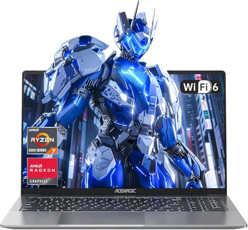 ACEMAGIC Ordenador Gaming Ryzen 7 6800H(hasta 4.7 GHz), 16 GB y 2 x DDR5 SO-DIMM, 512 GB SSD M.2 NVMe Gaming, AMD Radeon 680M, Teclado retroiluminado, portátil de 16 Pulgadas