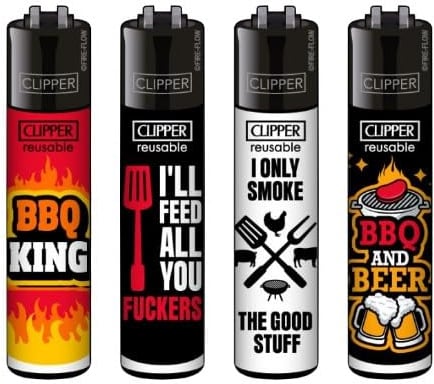 Clipper Feuerzeuge BBQ (4er Set), Neue Motive 2025