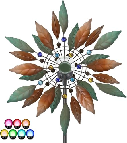 Solarbetriebene Windspinner-Skulptur aus Metall für Garten und Terrasse