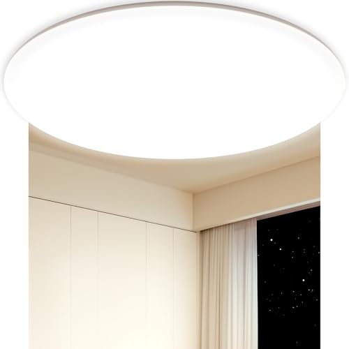 Deckenleuchte LED Deckenlampe 30CM, 24W 2800LM IP54 Wasserfest Badlampe Rund Flach 4000K Weiß Modern Schlicht Led Lampe Decke Dünn für Wohnzimmer Badezimmer Schlafzimmer Küche Balkon Keller Büro Flur