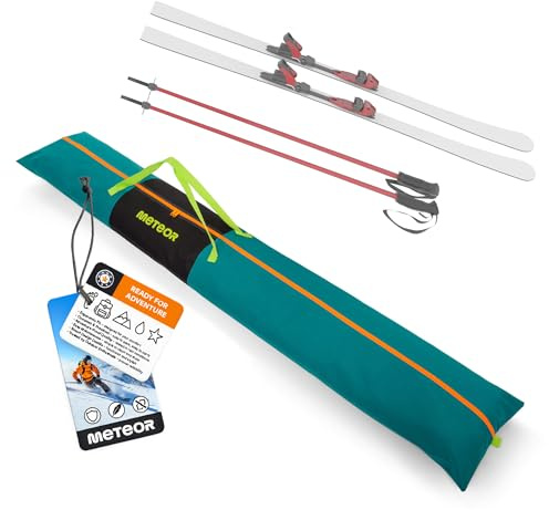 meteor robuste Skitasche 180 cm mit Tragegriffen für 1 Paar Ski und Stöcke - ultraleichter wasserabweisender Skisack Faltbare Ski Aufbewahrung Tasche aus 600D Polyester Skihülle geeignet für Flugzeug