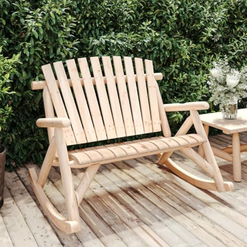 LoogCape Garten-Schaukelbank 2-Sitzer, 123x96x102 cm, Massivholz Fichte, Adirondack-Stil, robuste Outdoor Möbel für Terrasse und Garten, entspannendes Schaukeln