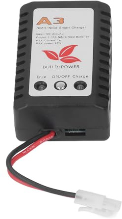 Caricabatterie intelligente da 20 W con indicatore LED compatibile con pacchi batteria NiMH e NiCd da 6 V, 7,2 V, 8,4 V e 9,6 V, ingresso CA 110-240 V con spina UE e resistente