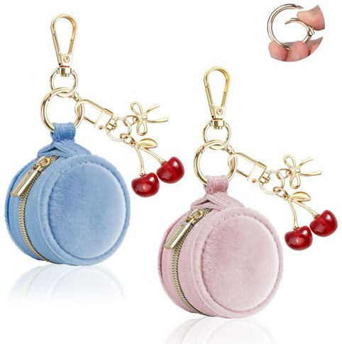 2 Stück Schmuckaufbewahrungs Mini Schmuckkästchen Klein Reise Tragbare Schmucketui Mädchen Schmuck Reiseetui für Schmuck-Organizers schmuckaufbewahrung Ohrringe Armbänder Ringe Etui 5*5*3cm(Rosa&Blau)