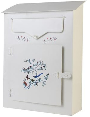 PURPLELILY Eleganter Vintage-Briefkasten mit Vogel-Design, Eisenkonstruktion, übergroßer Briefschlitz, Werkzeug, weniger Montage, dekorativer Briefkasten, Vintage-Vogelmotive, Metallbriefkasten