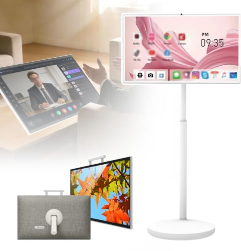 PPLDABNK Touchscreen Portable TV With Built-in 13MP Camera – 4 Hours Working Time, Detachable Devise, Desktop Suitable, Screwless Textured Back, Wi-Fi | For Entertainment, Fitness, Work(27in)