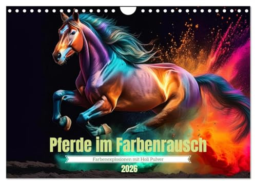 Pferde im Farbenrausch (Wandkalender 2026 DIN A4 quer), CALVENDO Monatskalender: Farbenexplosionen in Pferdehufen (CALVENDO Tiere)