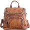 Youlee Damen Retro Leder Niet Rucksäcke Schultertaschen Brown