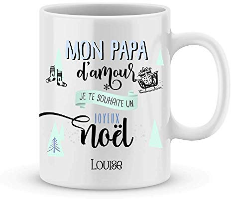 Cadeau de Noël pour papa - Mug Joyeux Noël PAPA à personnaliser avec votre prénom - Cadeau de Noël pour papa - cadeau personnalisé papa jour de l'an - Noël papa - idée de cadeau de noël pour papa