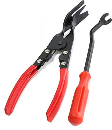 Faneli Clip Zange Set & Verschluss Entferner, 2 PCS Heavy Duty Klammerentferner, Nageleisen, Verschluss Entferner Steel Trim Panel Clip,Zange Combo Reparatur Kits für Auto Tür