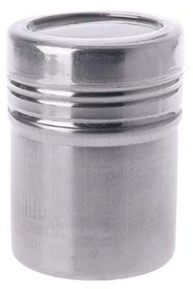 Haorw - Spargicacao in acciaio INOX per polvere di cacao, cioccolato, cannella, zucchero, farina, sale, spezie, con coperchio, Acciaio INOX, Small